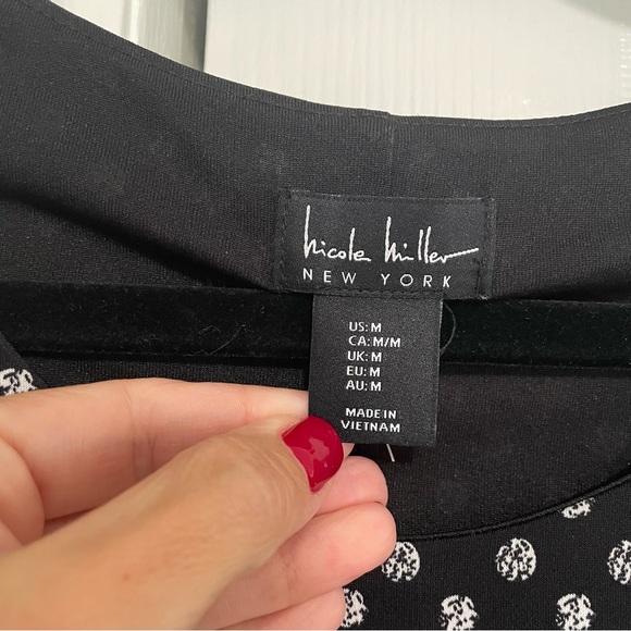 Nicole Miller New York Black White Dress Long Sleeve Size Medium - Picture 4 of 10